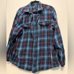 Faded Glory Men's Casual Plaid Shirt - Blue and Red